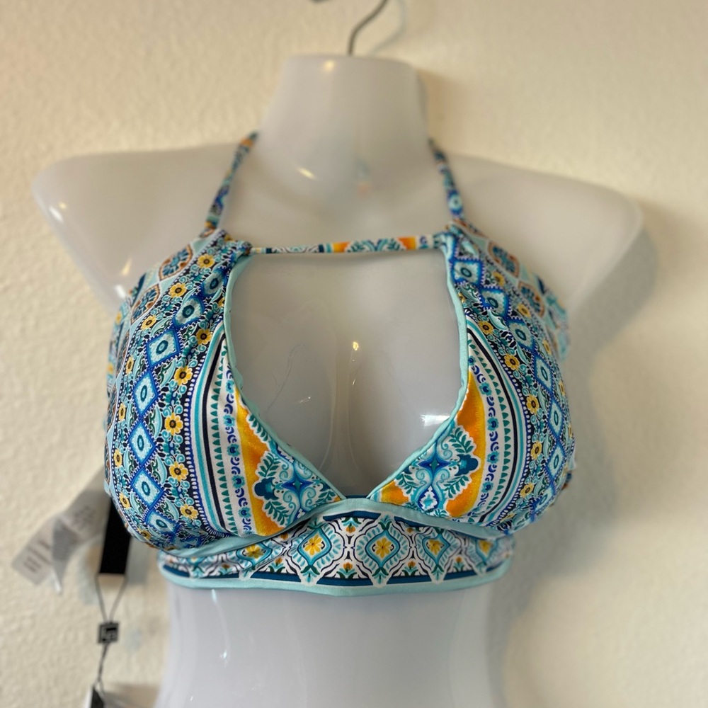 La Blanca Two Pieces Bikini Set Reversible Swim Triangle Top Halter Size 14